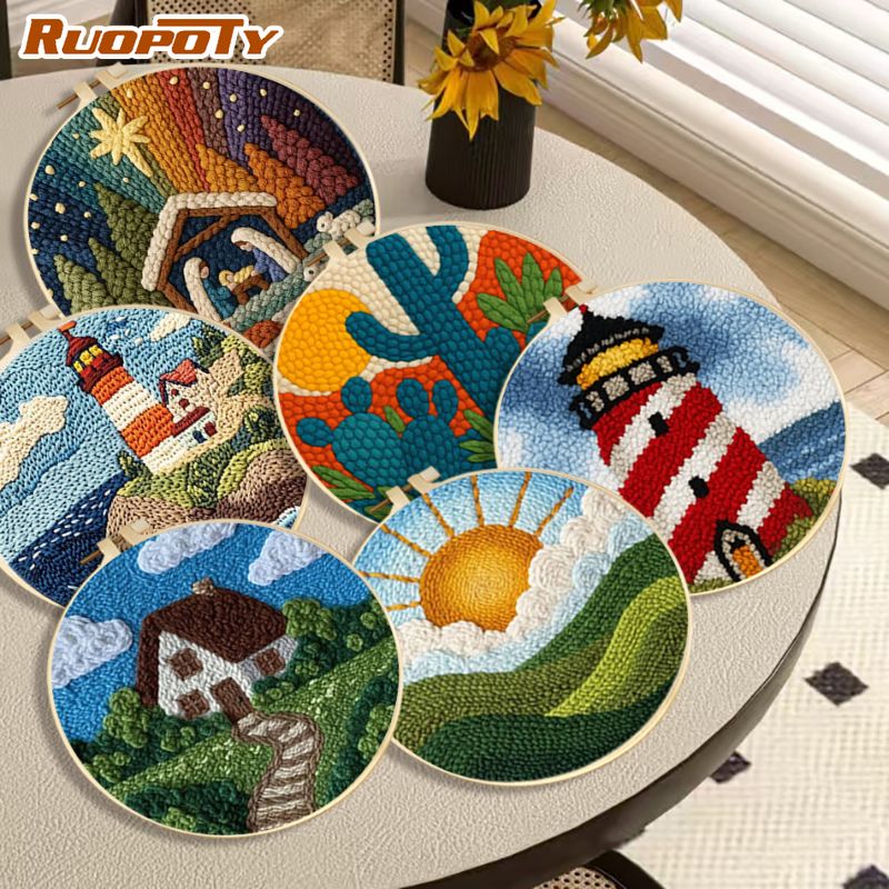 Art Craft Ideas For Adults - RUOPOTY Lighthouse Diy Needle Punch Kit