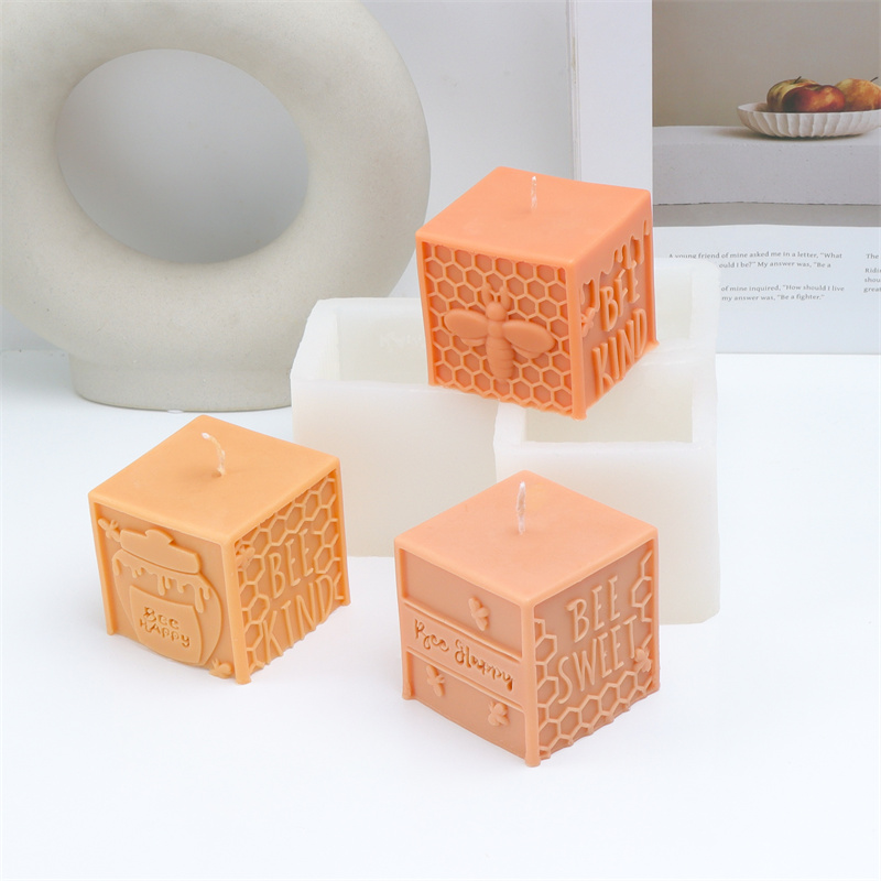 Art Craft And Design - 3D Honeycomb Pillar Bee Silicone Candle