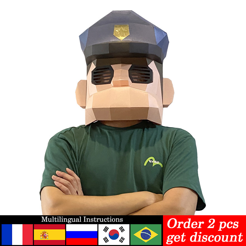 Art Craft Center - Cartoon Police Mask Paper Model,Small Size,3D