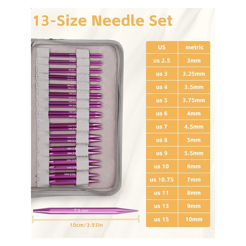 AT02-Leather Case Included 13  - Knitting Needle Circular 评论和价格