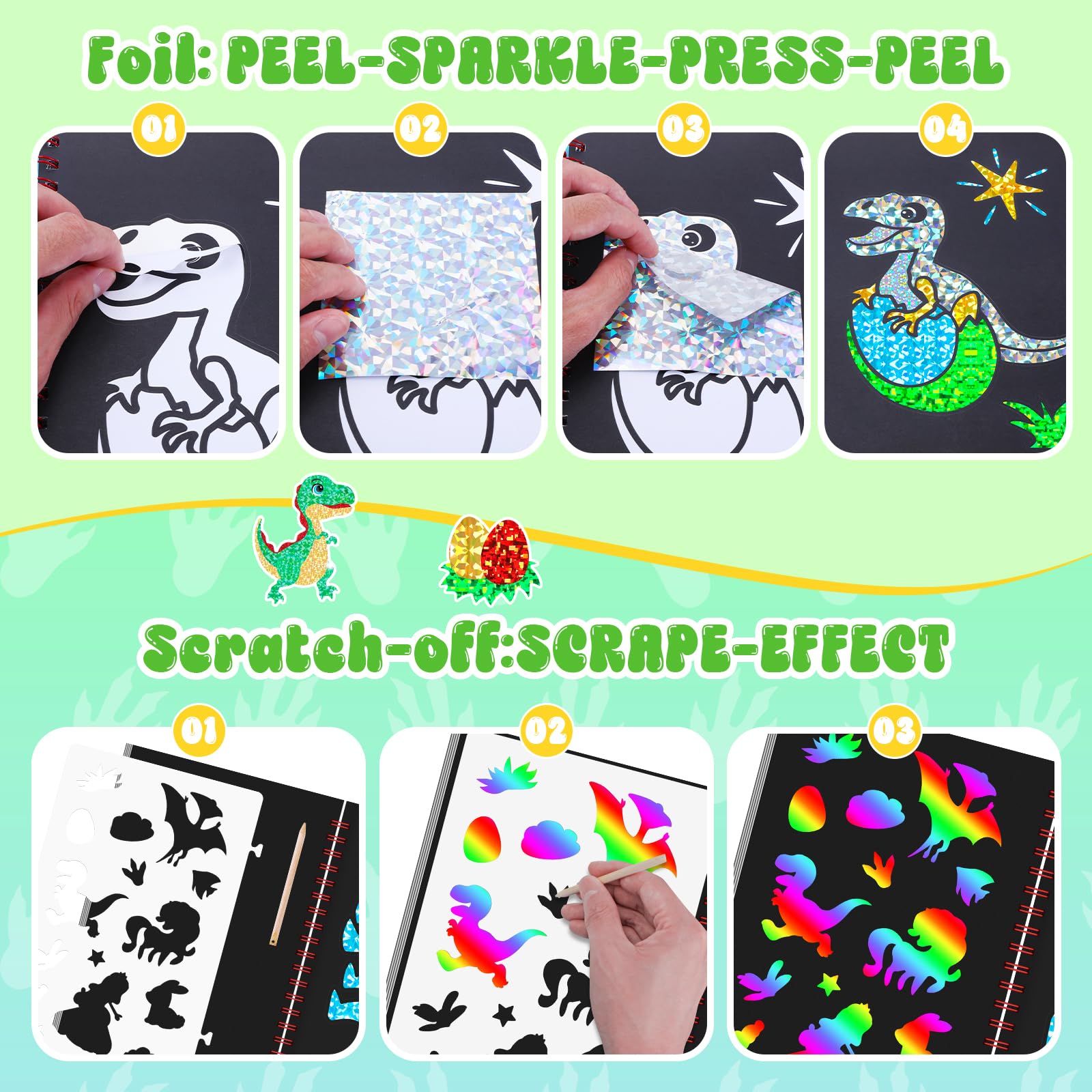 Dinosaur Scratch Art Book for  - Art Craft Dinosaur 评论和价格