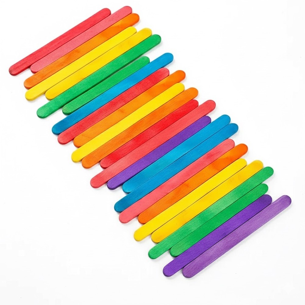 50Pcs Colored Wooden Popsicle  - Art Craft And Design 评论和价格