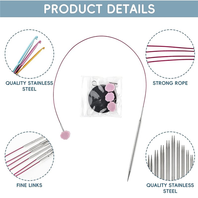 US Sizes 1, 1.5, 2, 2.5, 4, 5, - Knitting Needle Circular 评论和价格