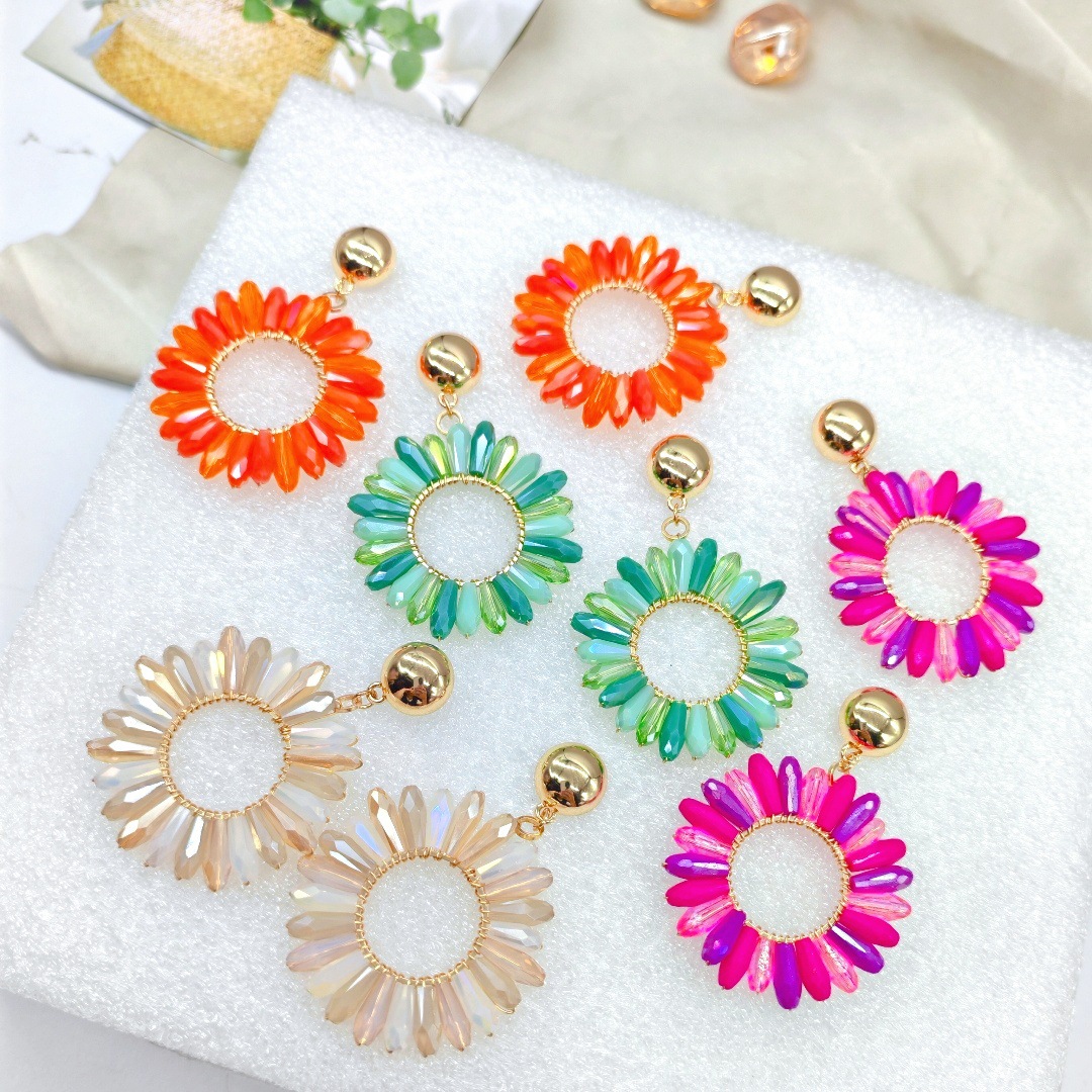 Rice bead earrings Circle Crys - Knitting Needle Circular 评论和价格