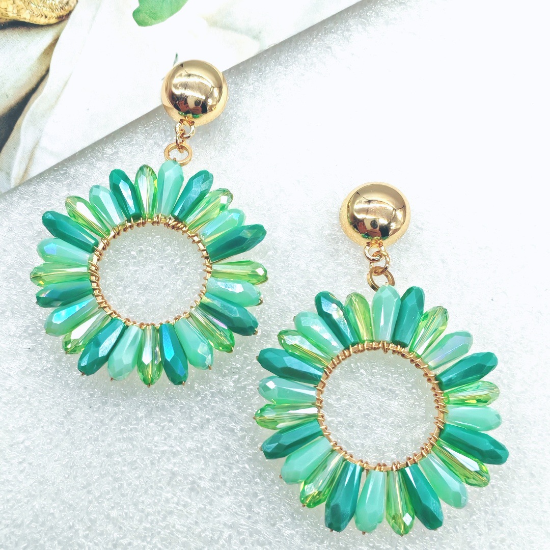 Rice bead earrings Circle Crys - Knitting Needle Circular 评论和价格