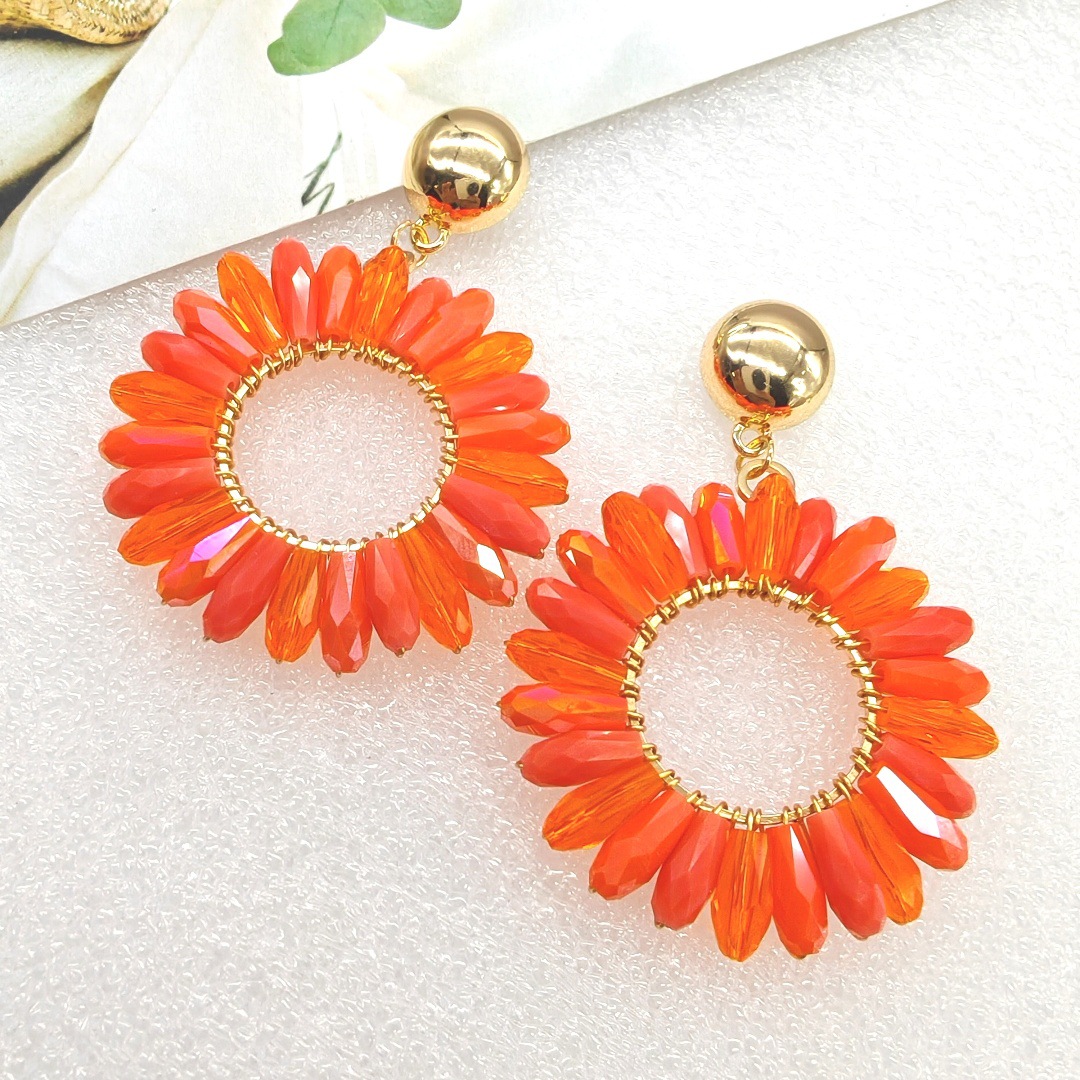 Rice bead earrings Circle Crys - Knitting Needle Circular 评论和价格