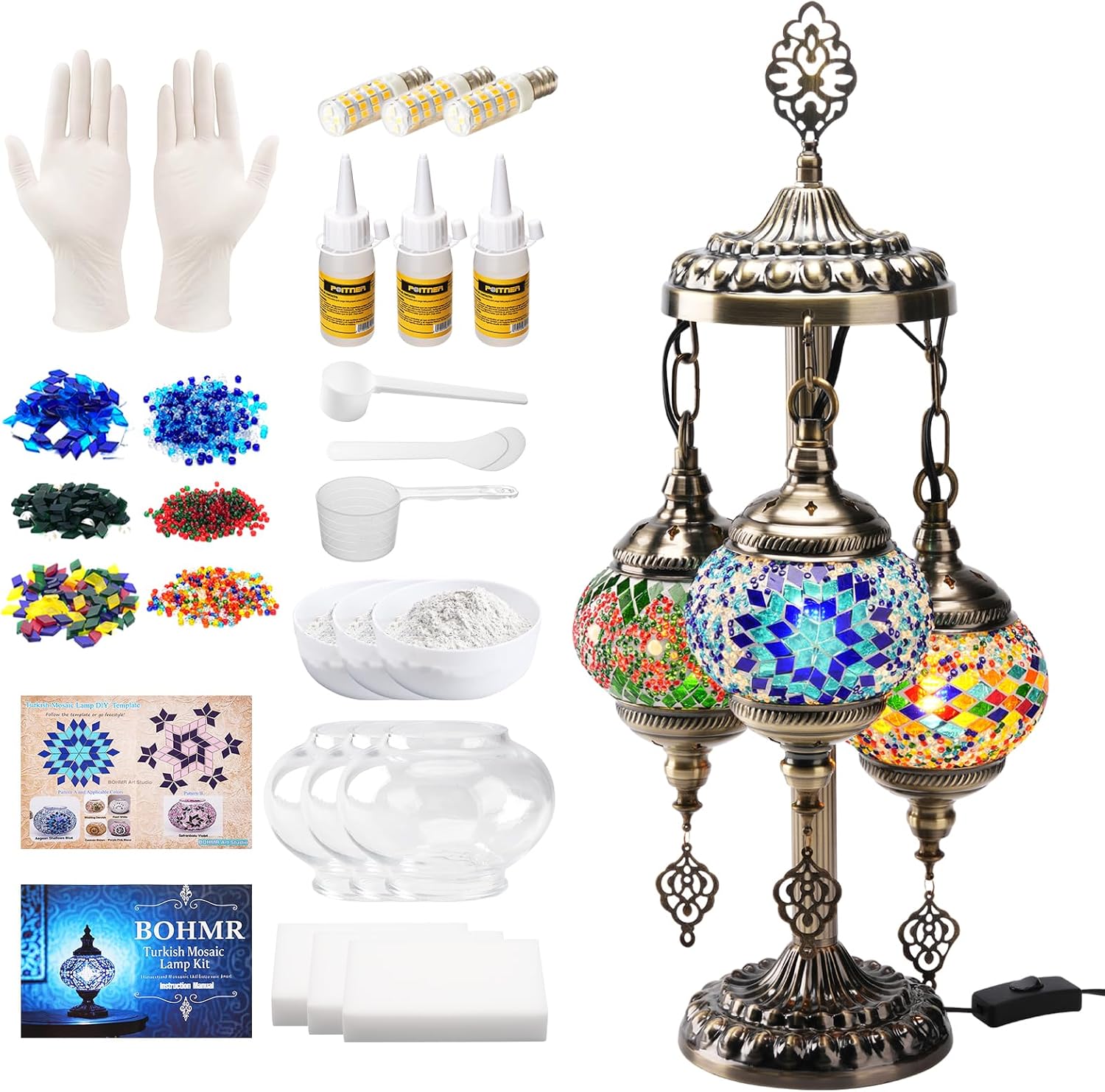 DIY 3 Globe Turkish Mosaic Lam - Art Craft For Adults 评论和价格