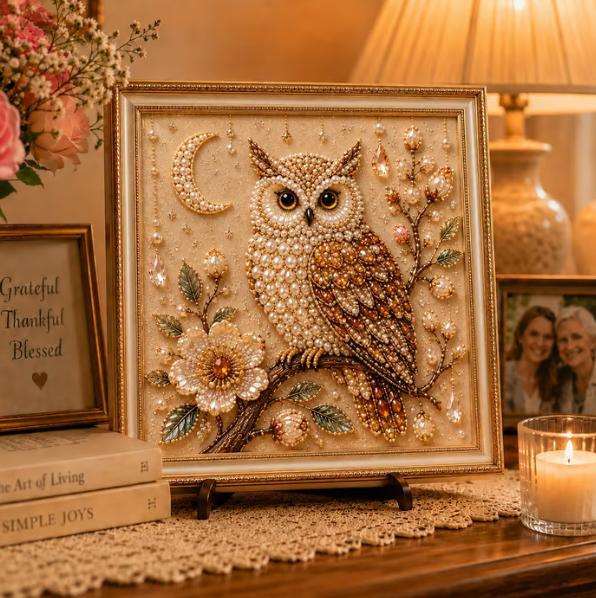 Owl Diamond Pearl Art DIY Pain - Art Craft Gifts For Adults 评论和价格