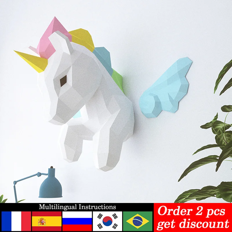 Rainbow Unicorn Animal Wall De - Art Craft Center 评论和价格