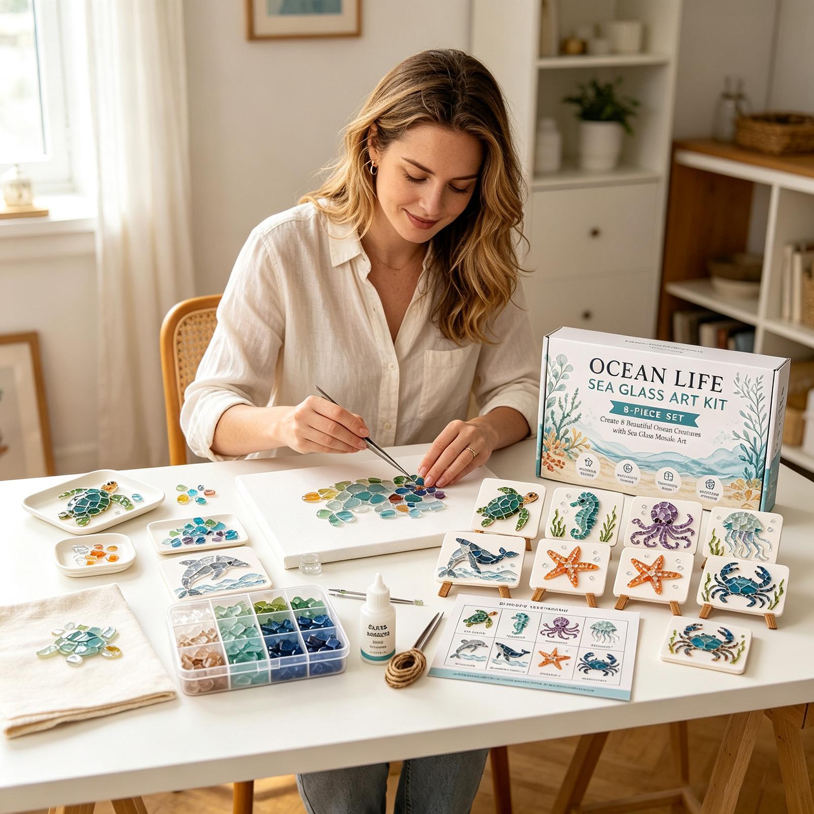 1pc Ocean Life Sea Glass Mosai - Art Craft Gifts For Adults 评论和价格